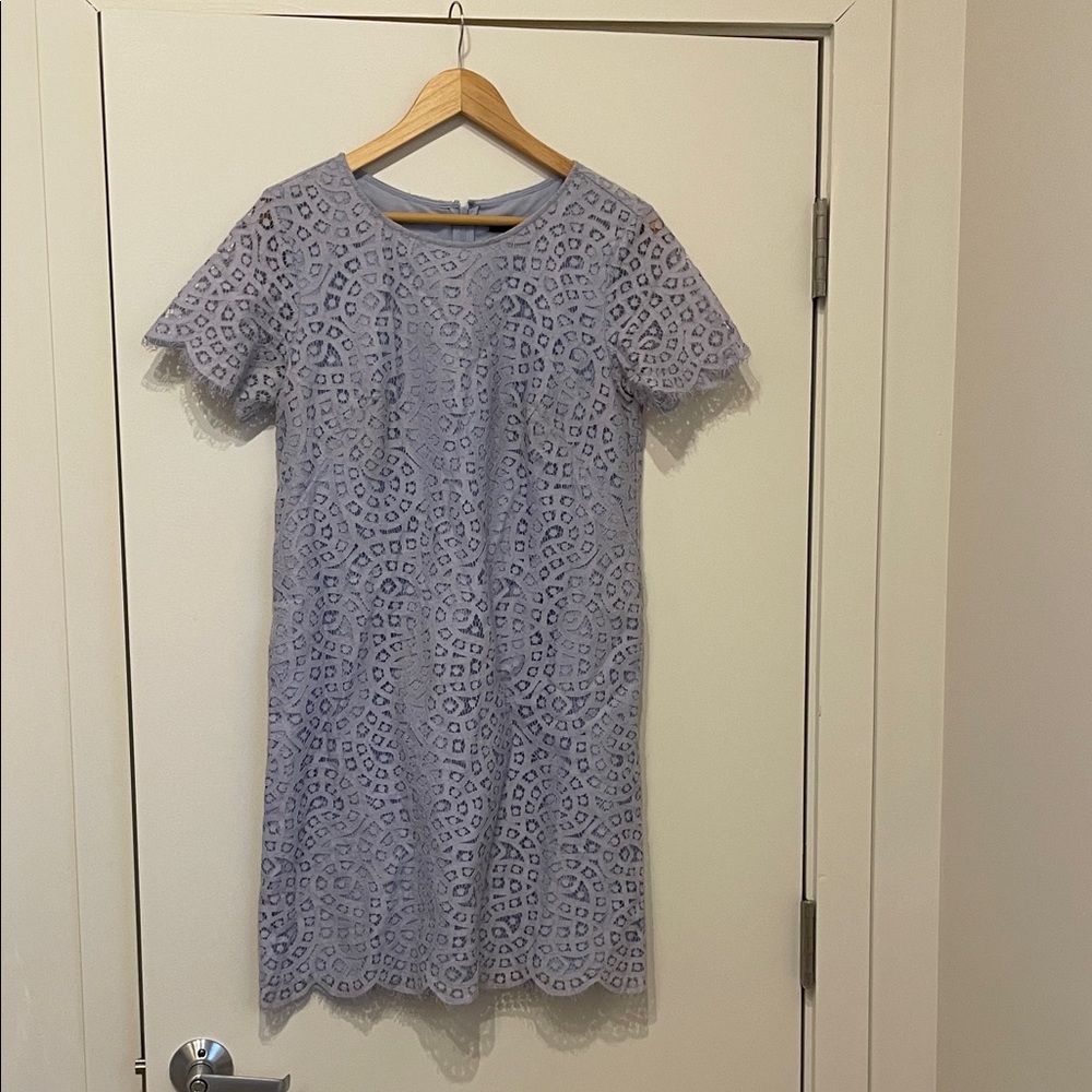 Lace overlay dress in periwinkle